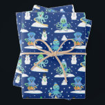 Kids Octopus Winter Sports Funny Animal Wrapping  Wrapping Paper Sheets<br><div class="desc">Kids Octopus Winter Sports Funny Animal Wrapping Paper. Octopus and Snowman pattern with winter sports,  skiing,  sledding,  and snowboarding. Winter Holiday Christmas or Hanukah or winter birthday.</div>