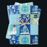 Kids Octopus Winter Sports Patchwork Personalized  Wrapping Paper Sheets<br><div class="desc">Kids Octopus Winter Sports Patchwork Personalized Quilt Pattern Wrapping Paper. Octopus and Snowman pattern with winter sports,  skiing,  sledding,  and snowboarding. Winter Holiday Christmas or Hanukah or winter birthday.</div>