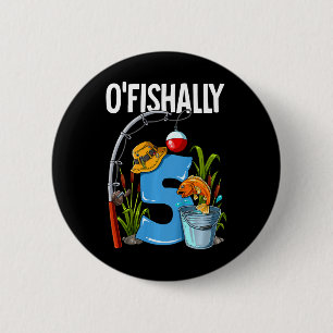 Kids O'fishally 5 Years Old 5th Birthday Fishing Button