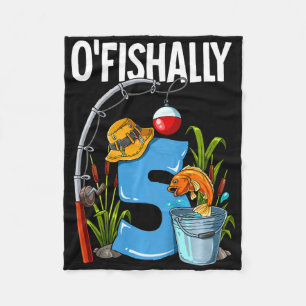 Kids O'fishally 5 Years Old 5th Birthday Fishing Fleece Blanket