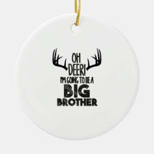 Kids Oh Deer Big Brother Hunting PregnancyOrnament Ceramic Ornament