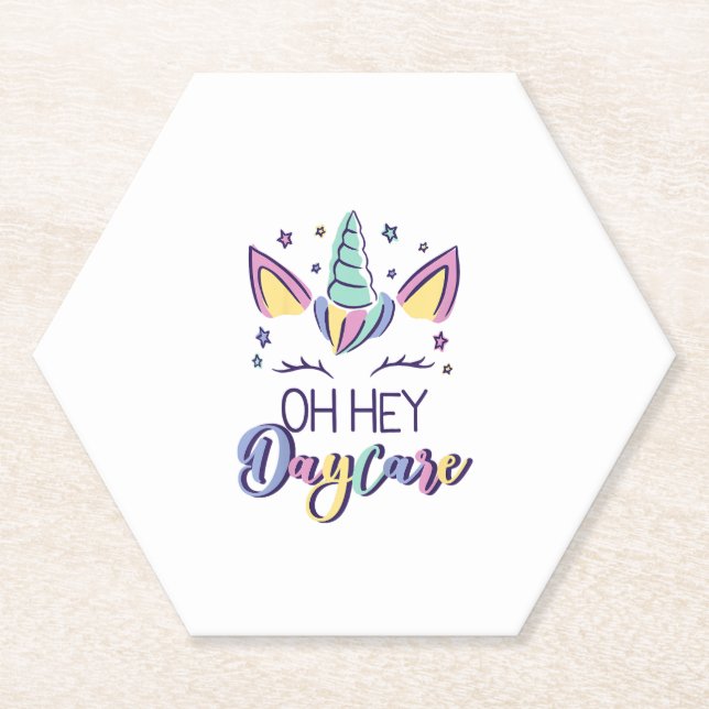 Kids Oh Hey Daycare Vibes First Day Of Daycare Gir Paper Coaster (Front)
