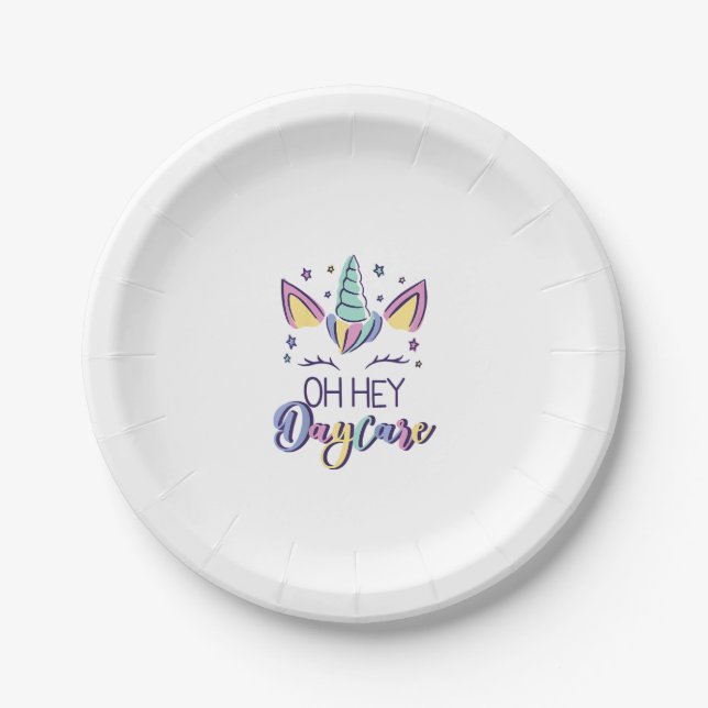 Kids Oh Hey Daycare Vibes First Day Of Daycare Gir Paper Plates (Front)