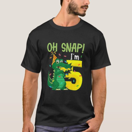 Kids Oh Snap Im 5 Crocodile 5Th Birthday Alligato T_Shirt