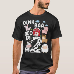 Kids Oink Baa Moo I'm 2 Farm Animals 2nd Birthday  T-Shirt