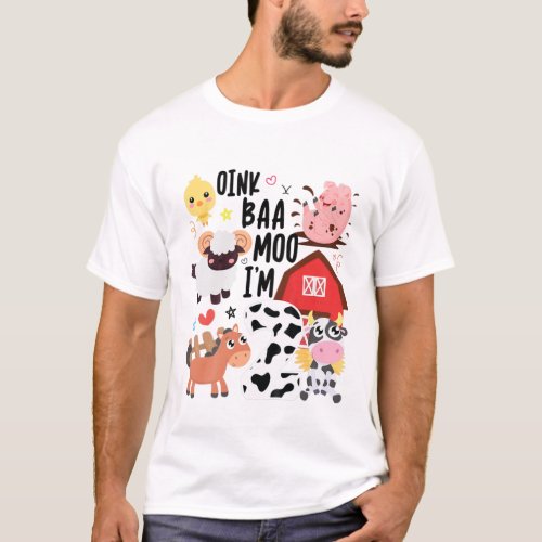 Kids Oink Baa Moo Im Two 2 Toddler Farmer 2Nd Bir T_Shirt