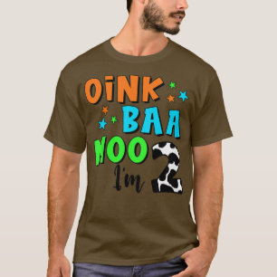 Kids Oink Baa Mooo I'm 2 Farmer Baby 2nd Birthday T-Shirt