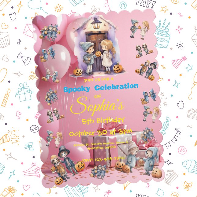 Kids on Halloween Theme Invite for Kids Birthday (Creator Uploaded)