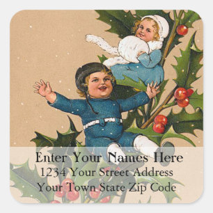 Kids on Holly Vintage Address Label