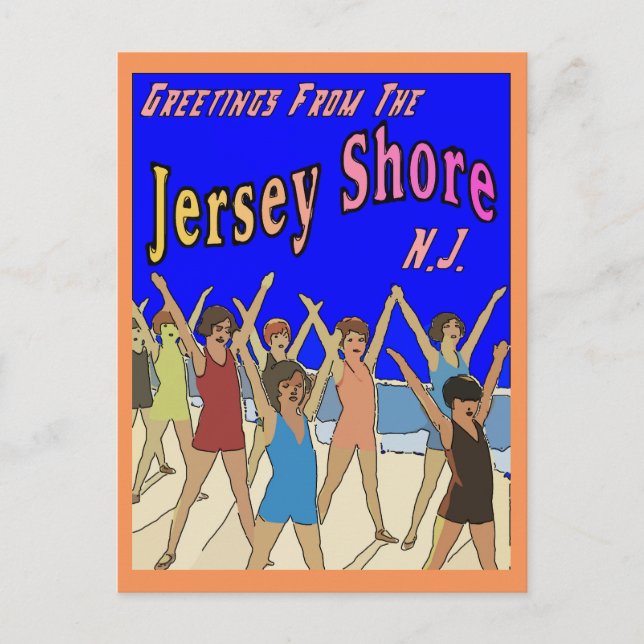 Kids on Jersey Shore Beach Postcard (Front)