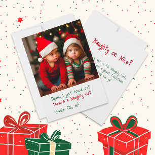 Kids On Naughty List Photo Christmas Card