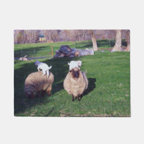 Kids on Sheep Doormat