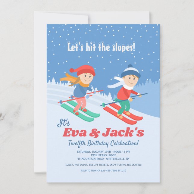 Kids on Skis Invitation (Front)