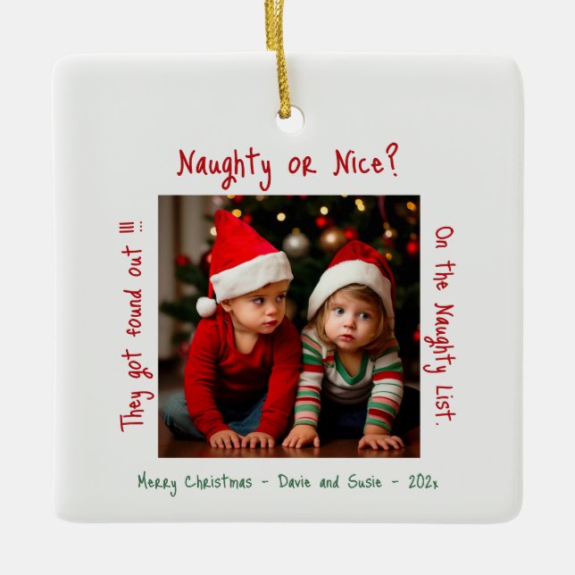 Kids On The Naughty List Christmas Ceramic Ornament (Front)