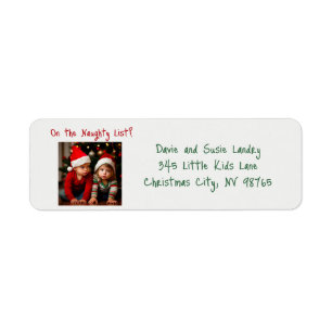 Kids On The Naughty List Photo Christmas Label