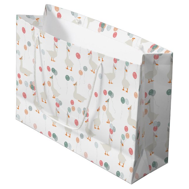 Kids One Silly Goose Cute Birthday Party Large Gift Bag (Front Angled)