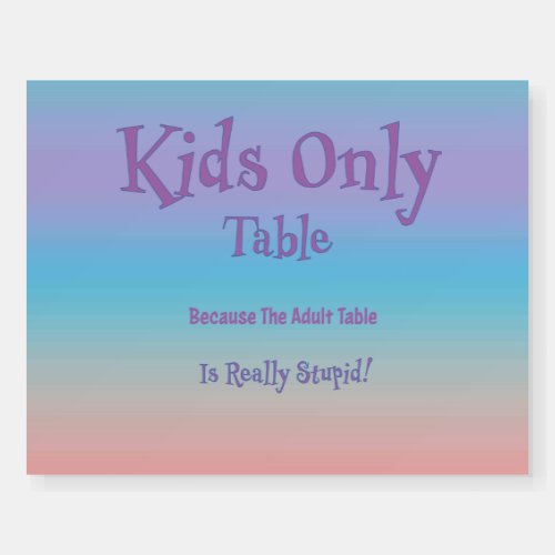 Kids Only Pastel Color Table Sign