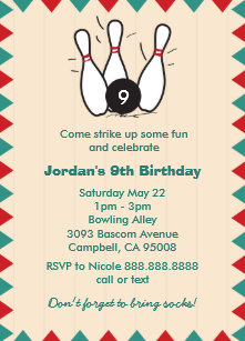 bowling party invitations zazzle