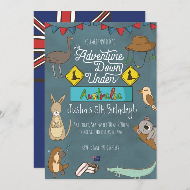 Kids Outback Birthday Party Invitation (Front/Back)