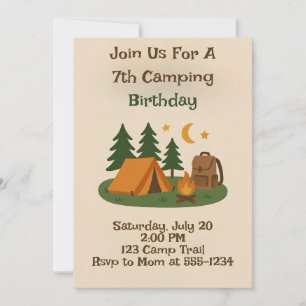 Kids Outdoor CAmping Birthday Invitation