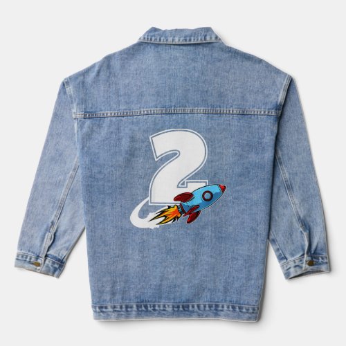 Kids Outer Space 2 Year Old 2nd Birthday Two Rocke Denim Jacket