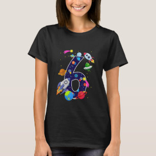 Kids Outer Space 6 Year Old 6th Birthday Planets A T-Shirt