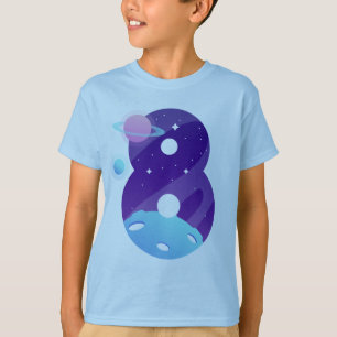 Kids Outer Space 8 Year Old 8th Birthday Party Boy T-Shirt