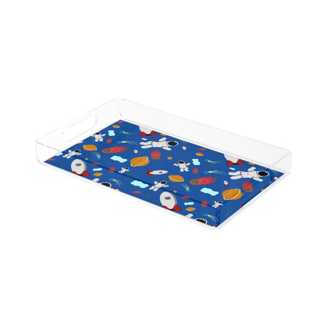 Kid's Outer Space & Astronaut Pattern Acrylic Tray (Angled)