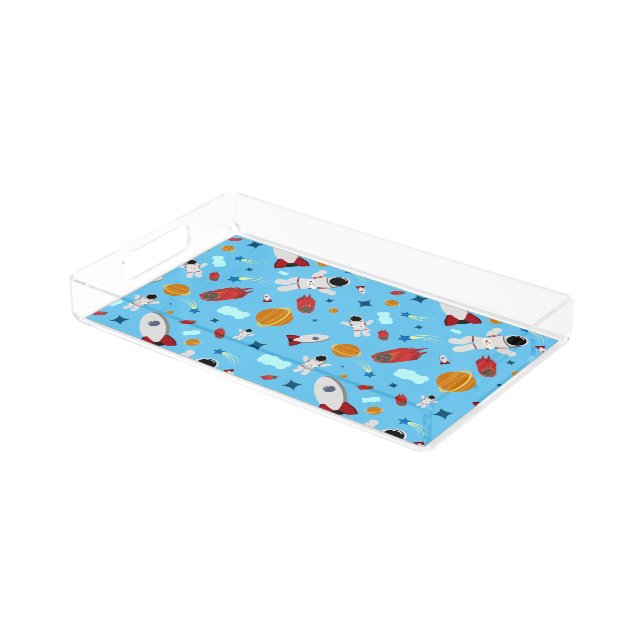 Kid's Outer Space & Astronaut Pattern Acrylic Tray (Angled)