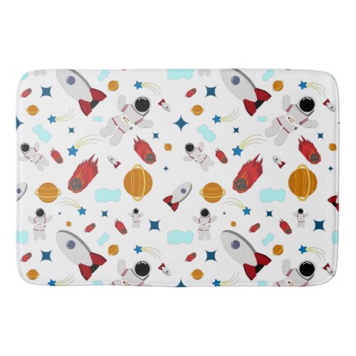 Kids Outer Space  Astronaut Pattern Bath Mat