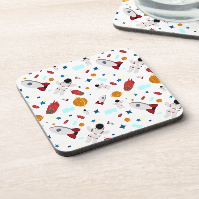 Kid's Outer Space & Astronaut Pattern Beverage Coaster (Left Side)