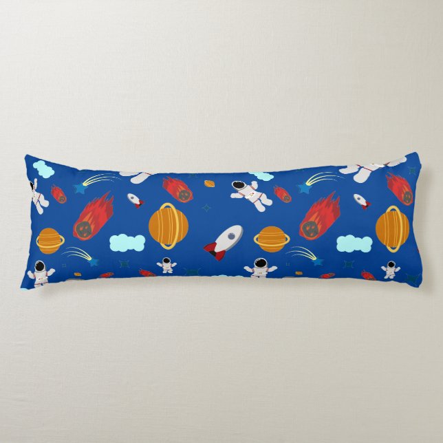 Kid's Outer Space & Astronaut Pattern Body Pillow (Front)