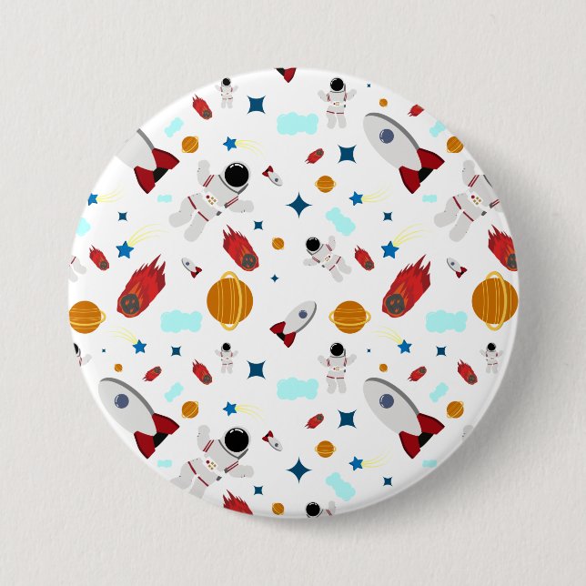 Kid's Outer Space & Astronaut Pattern Button (Front)