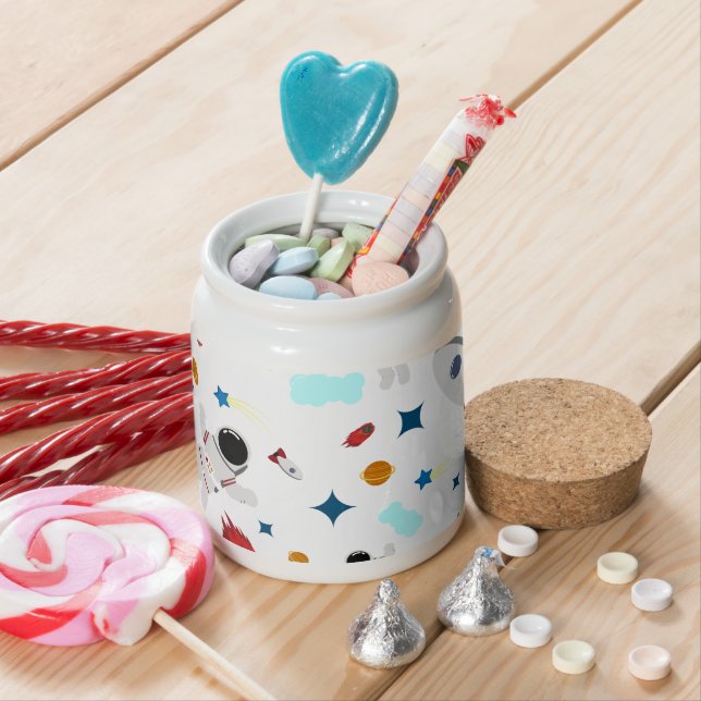 Kid's Outer Space & Astronaut Pattern Candy Jar (In Situ)