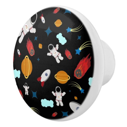 Kids Outer Space  Astronaut Pattern Ceramic Knob