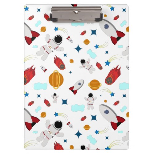 Kids Outer Space  Astronaut Pattern Clipboard