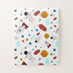 Kid's Outer Space & Astronaut Pattern Jigsaw Puzzle