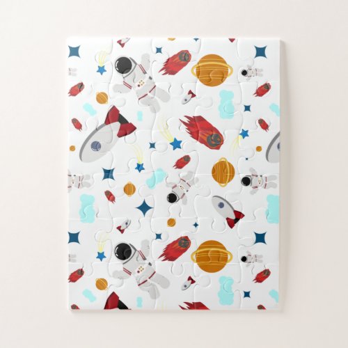 Kids Outer Space  Astronaut Pattern Jigsaw Puzzle