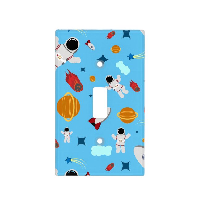 Kid's Outer Space & Astronaut Pattern Light Switch Cover (Front)