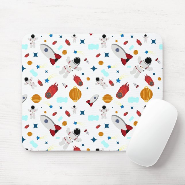 Kid's Outer Space & Astronaut Pattern Mouse Pad (With Mouse)