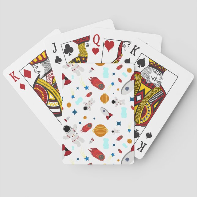 Kid's Outer Space & Astronaut Pattern Poker Cards (Back)