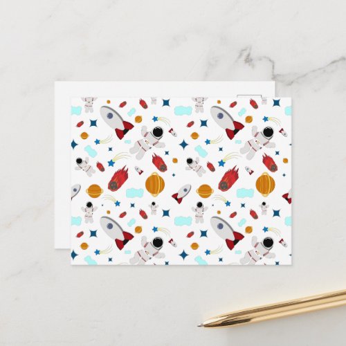 Kids Outer Space  Astronaut Pattern Postcard