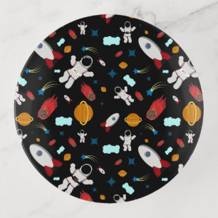 Kid's Outer Space & Astronaut Pattern Trinket Tray