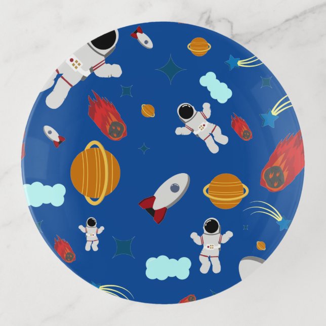 Kid's Outer Space & Astronaut Pattern Trinket Tray (Front)