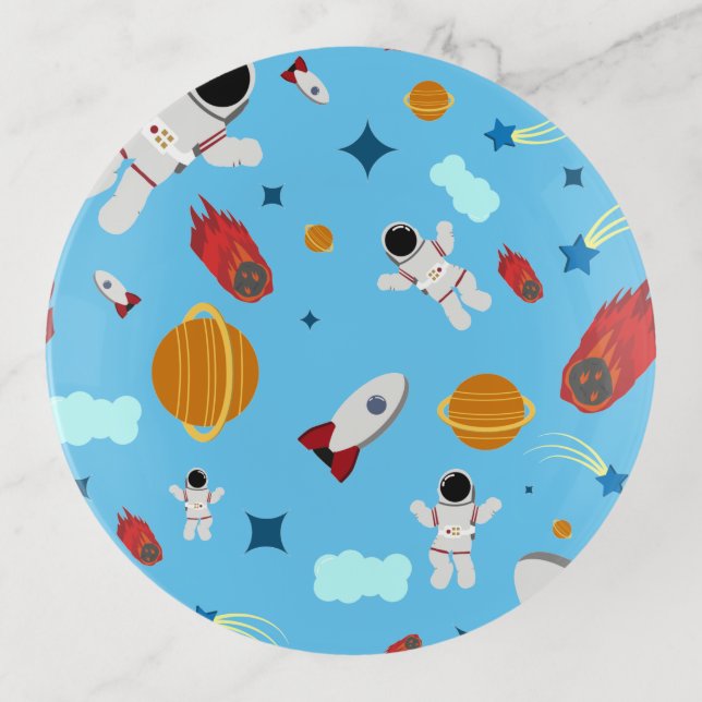 Kid's Outer Space & Astronaut Pattern Trinket Tray (Front)