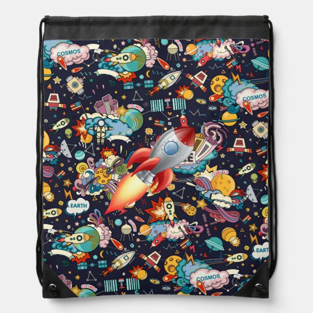 Kids Outer Space  Drawstring Bag (Front)