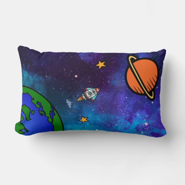 Kids Outer Space Lumbar Pillow (Front)