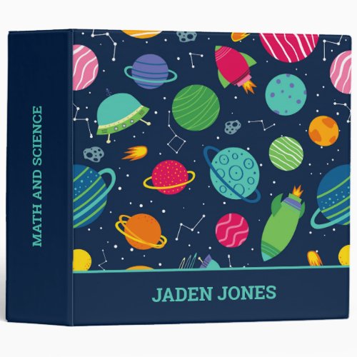 Kids Outer Space Rockets Planets Constellations 3 Ring Binder