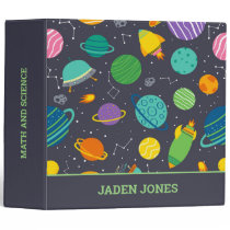 Kids Outer Space Rockets Planets Constellations 3 Ring Binder