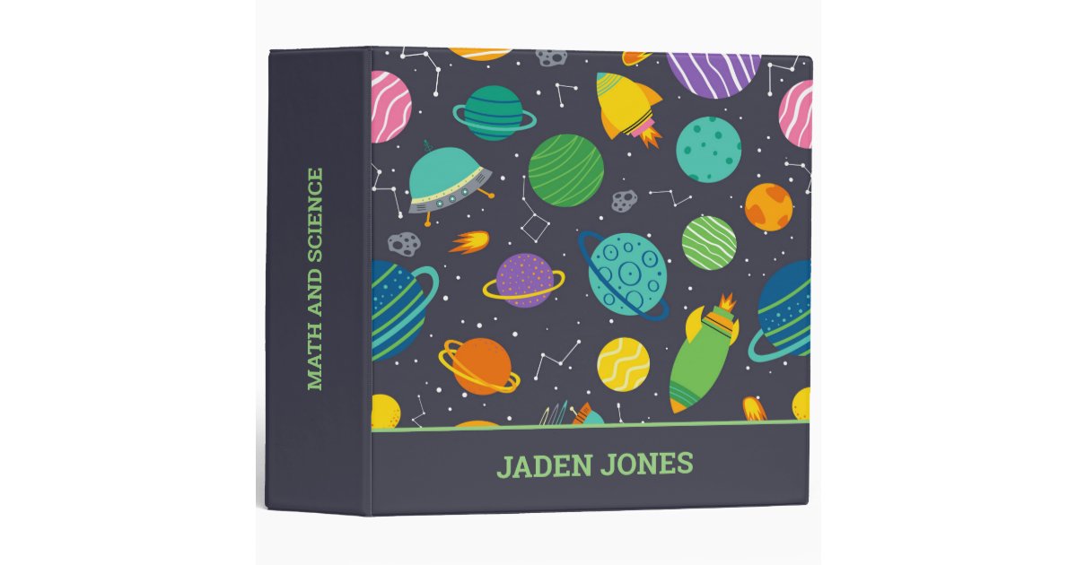 Kids Outer Space Rockets Constellations 3 Ring Binder Zazzle